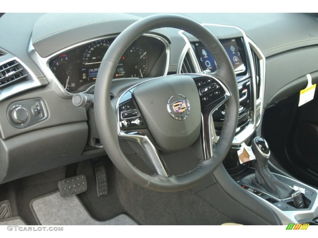 2014 Cadillac SRX Luxury AWD Caramel/Ebony Steering Wheel Photo #86145492