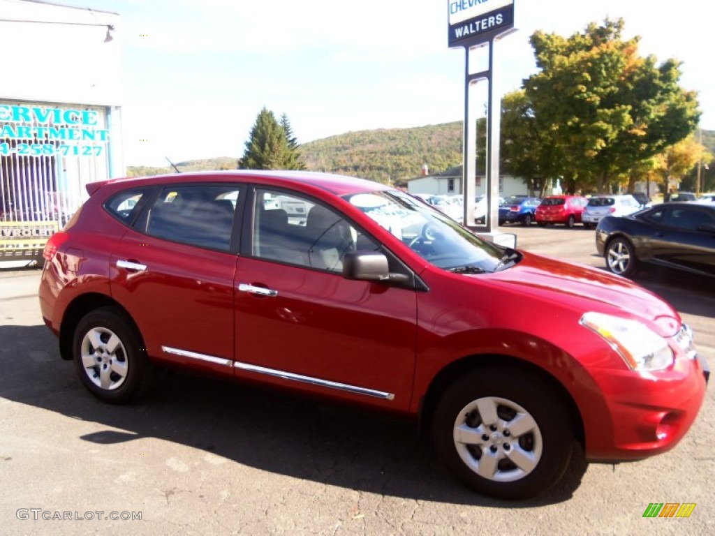 2011 Rogue S AWD - Cayenne Red / Black photo #1