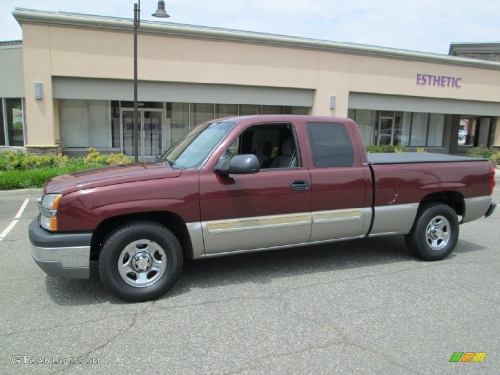 2003 Silverado 1500 LS Extended Cab - Dark Carmine Red Metallic / Medium Gray photo #1