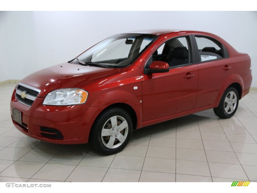 2008 Aveo LS Sedan - Sport Red Metallic / Charcoal photo #3