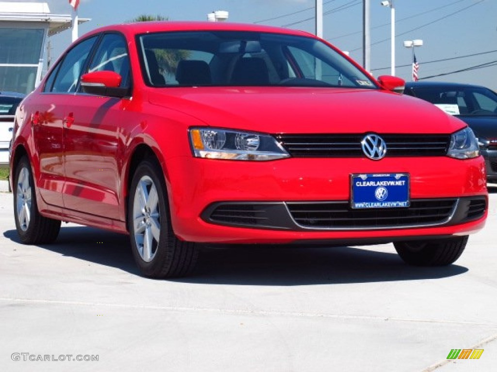 2014 Jetta TDI Sedan - Tornado Red / Titan Black photo #1