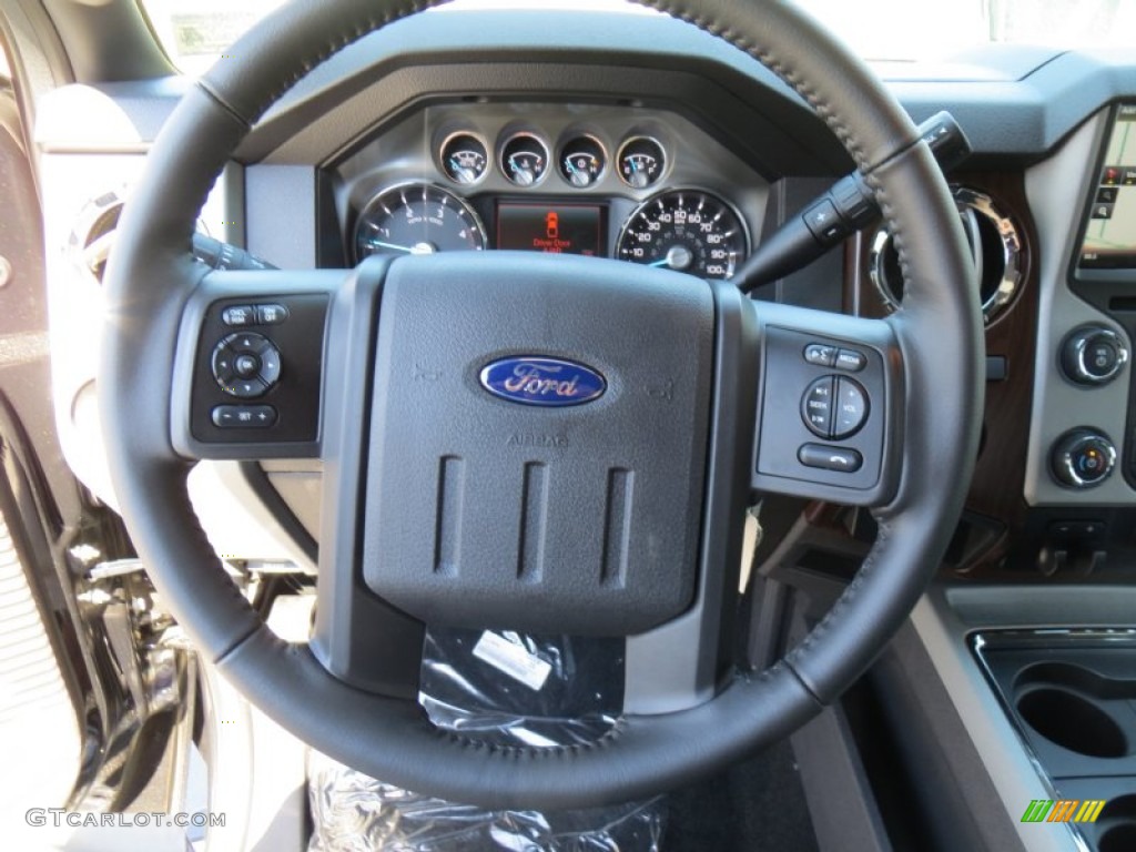 2014 Ford F350 Super Duty Lariat Crew Cab 4x4 Black Steering Wheel Photo #86156748