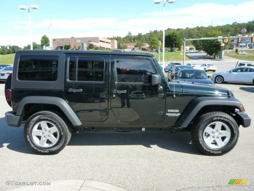 2012 Wrangler Unlimited Sport 4x4 - Black Forest Green Pearl / Black photo #6