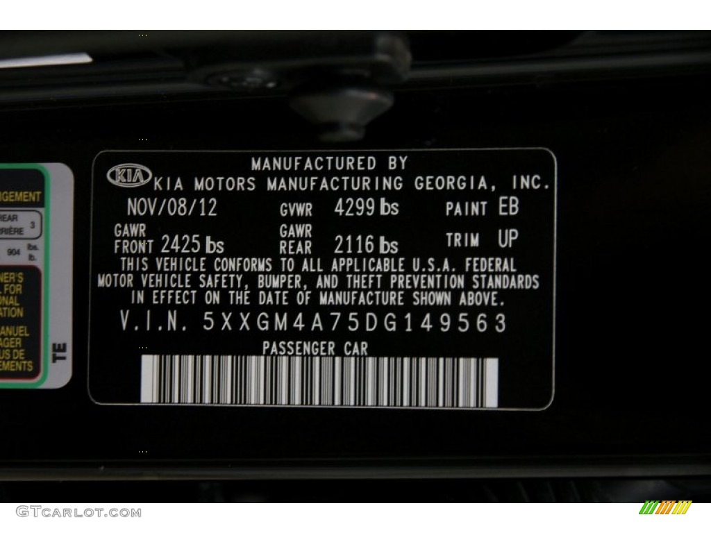 2013 Optima Color Code EB for Ebony Black Photo #86160827