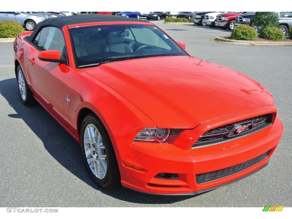 2013 Mustang V6 Premium Convertible - Race Red / Stone photo #2