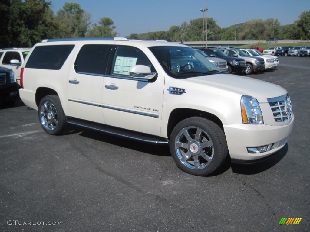 White Diamond Tricoat 2014 Cadillac Escalade ESV Luxury AWD Exterior Photo #86161814