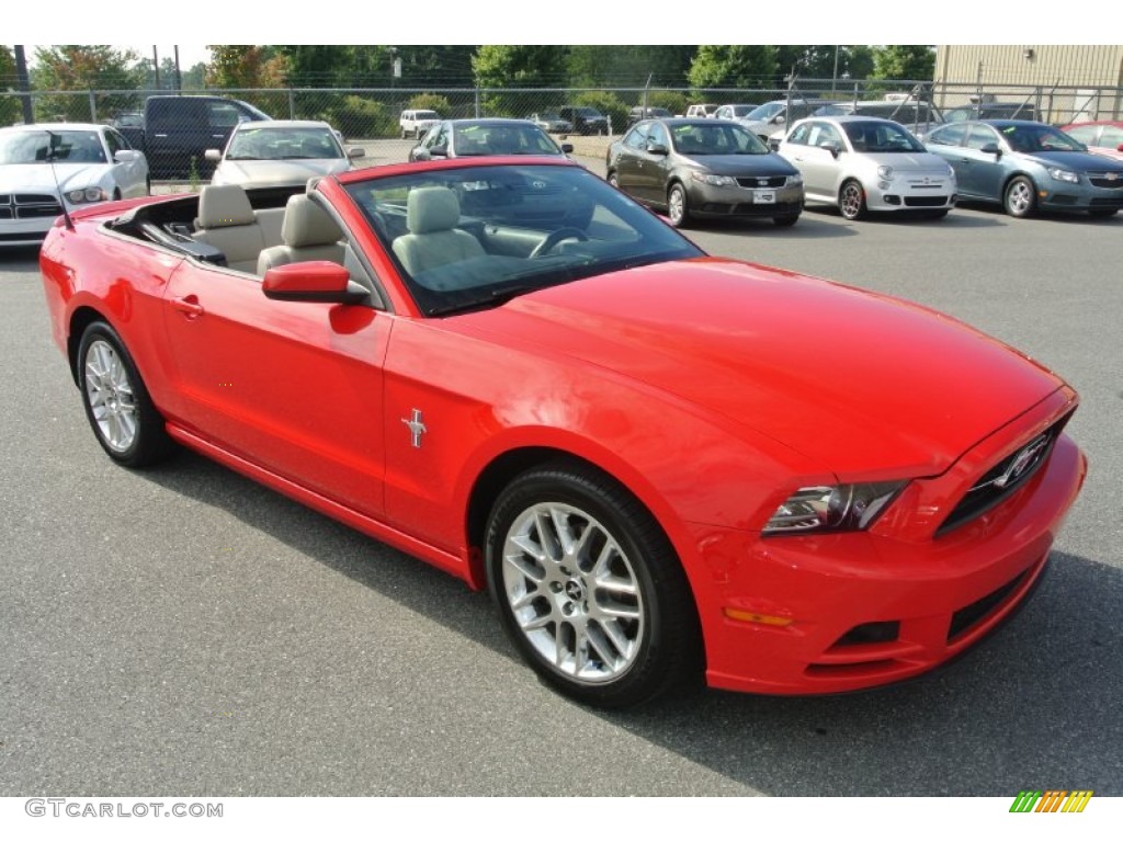 2013 Mustang V6 Premium Convertible - Race Red / Stone photo #21