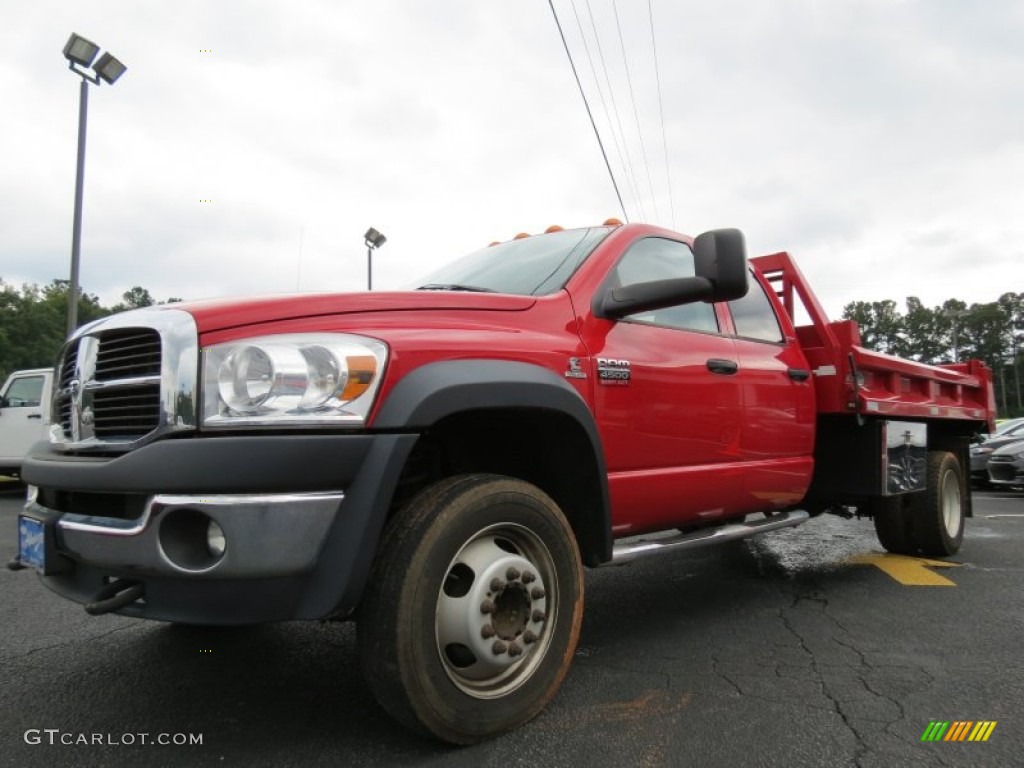 2008 Ram 4500 HD SLT Crew Cab 4x4 Dump Truck - Flame Red / Medium Slate Gray photo #2