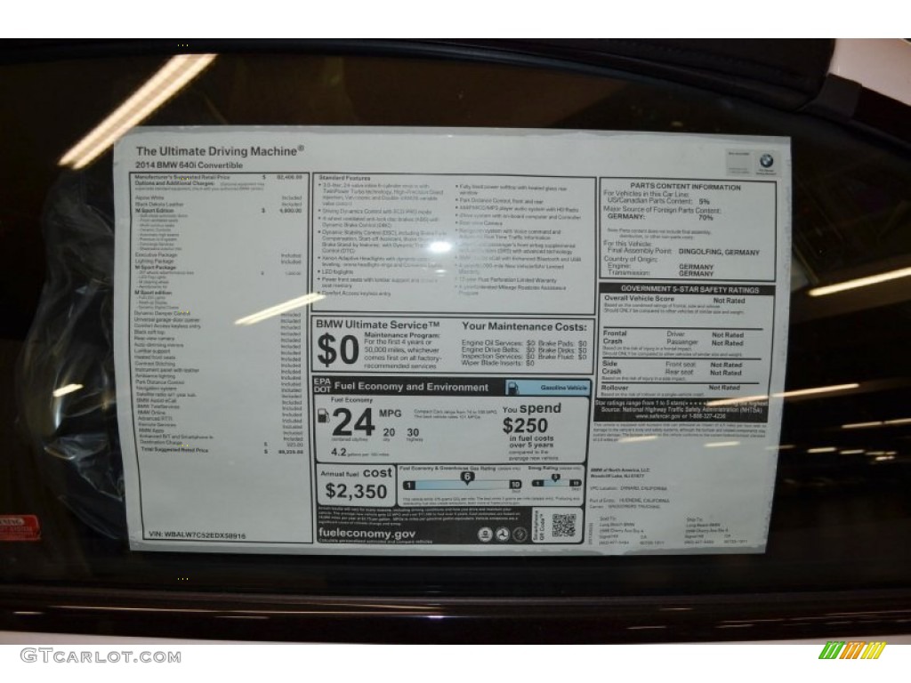 2014 BMW 6 Series 640i Convertible Window Sticker Photo #86169839