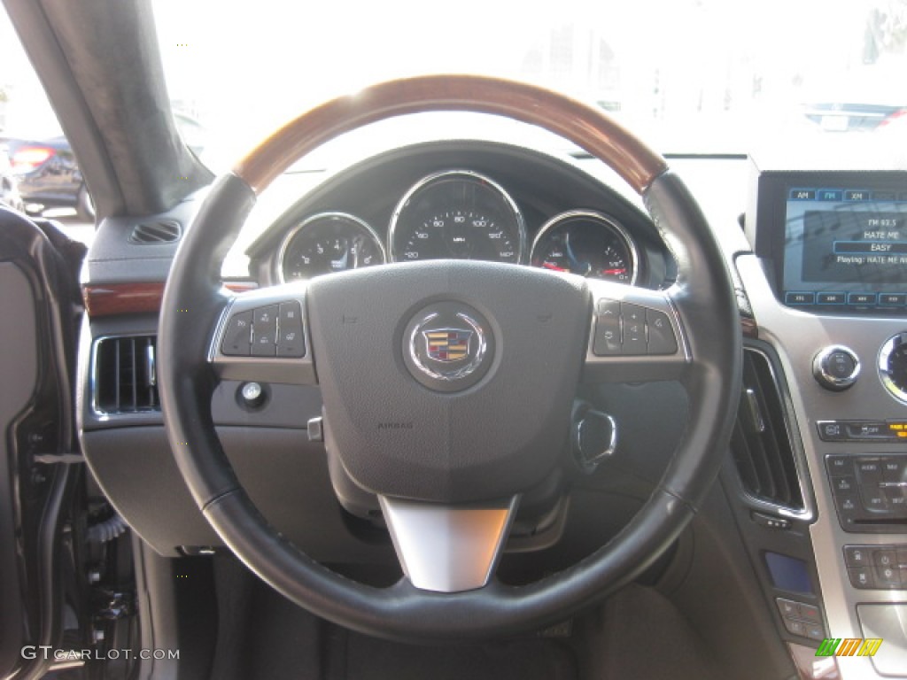 2012 Cadillac CTS Coupe Ebony/Ebony Steering Wheel Photo #86171936