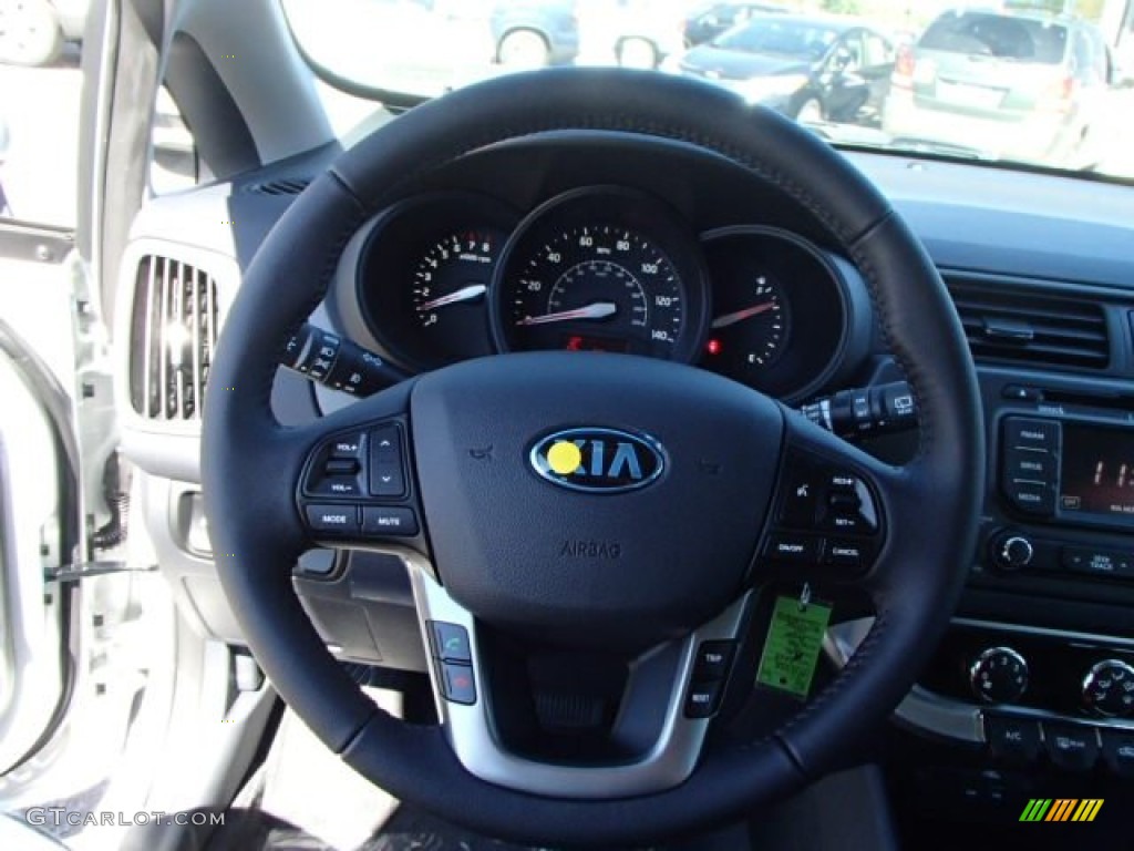 2013 Kia Rio EX 5-Door Black Steering Wheel Photo #86180293