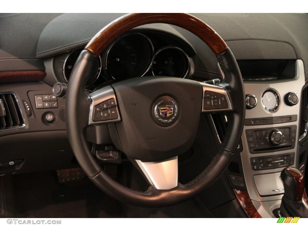 2011 Cadillac CTS 4 3.0 AWD Sport Wagon Ebony Steering Wheel Photo #86180411