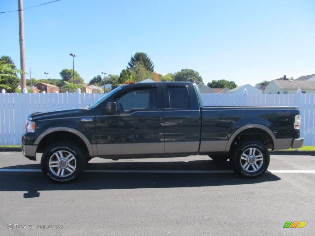 2005 F150 Lariat SuperCab 4x4 - Aspen Green Metallic / Tan photo #2