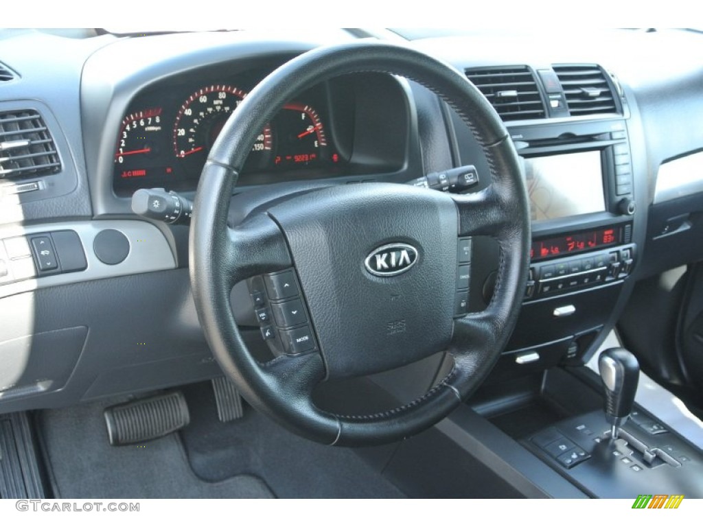 2009 Kia Borrego EX V8 Black Steering Wheel Photo #86185964