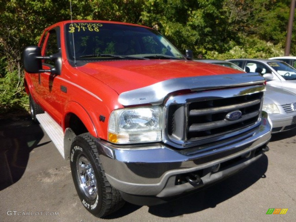 2002 F250 Super Duty XLT SuperCab 4x4 - Red Clearcoat / Medium Flint photo #2