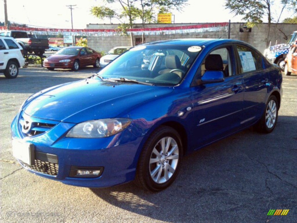 2007 MAZDA3 s Touring Sedan - Aurora Blue Mica / Gray/Black photo #1