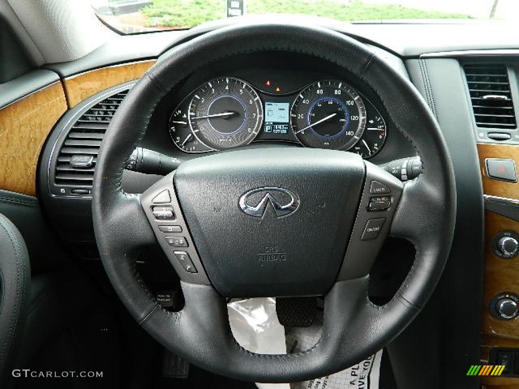 2013 Infiniti QX 56 4WD Graphite Steering Wheel Photo #86232782