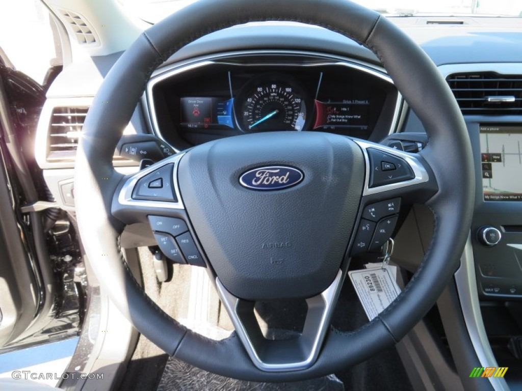 2014 Ford Fusion SE EcoBoost Charcoal Black Steering Wheel Photo #86235713