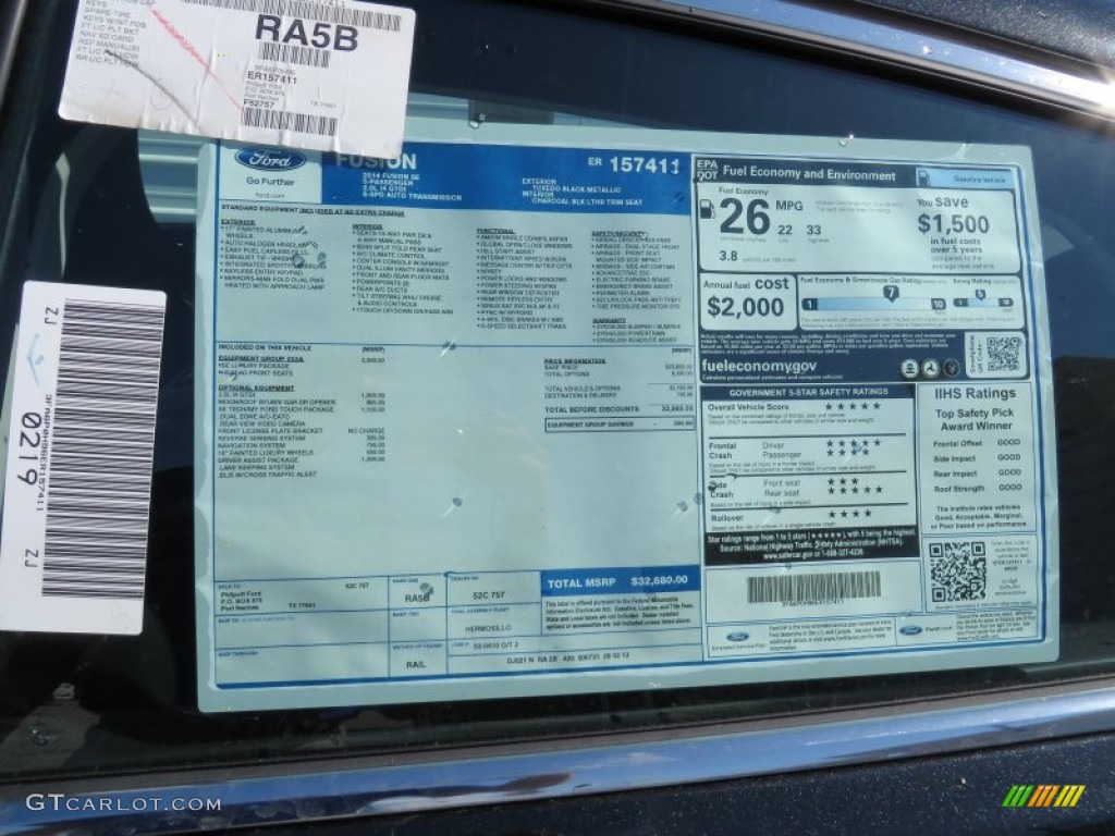 2014 Ford Fusion SE EcoBoost Window Sticker Photo #86235794