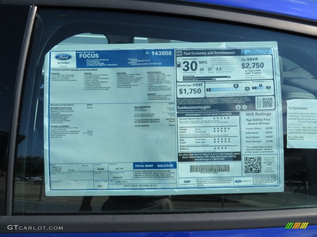 2014 Ford Focus SE Sedan Window Sticker Photo #86239436