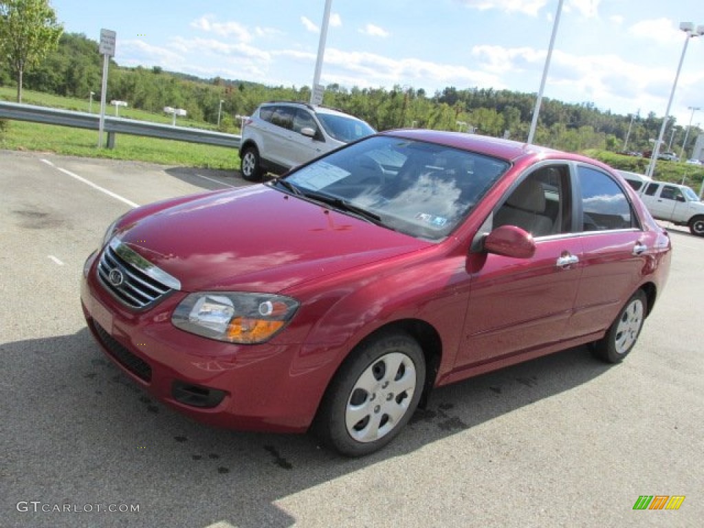 2009 Spectra EX Sedan - Spicy Red Metallic / Beige photo #4