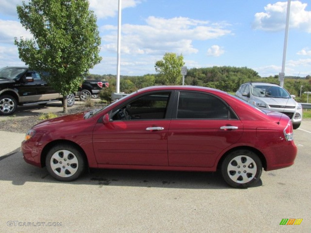 2009 Spectra EX Sedan - Spicy Red Metallic / Beige photo #5
