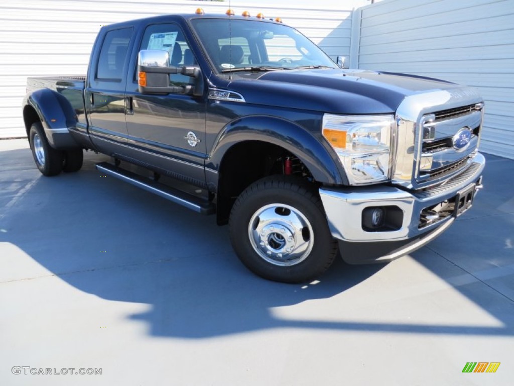 2014 F350 Super Duty Lariat Crew Cab 4x4 Dually - Blue Jeans Metallic / Black photo #1