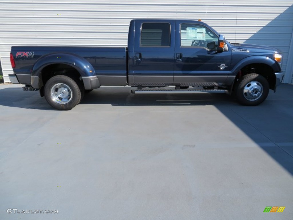 Blue Jeans Metallic 2014 Ford F350 Super Duty Lariat Crew Cab 4x4 Dually Exterior Photo #86242484