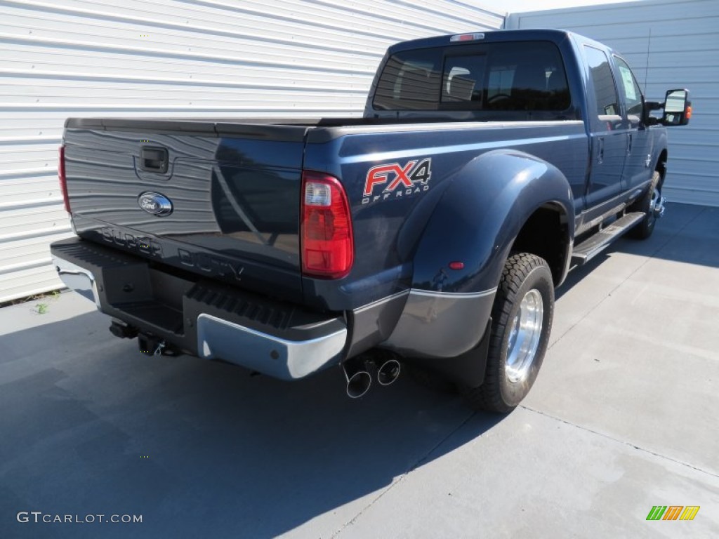 Blue Jeans Metallic 2014 Ford F350 Super Duty Lariat Crew Cab 4x4 Dually Exterior Photo #86242508