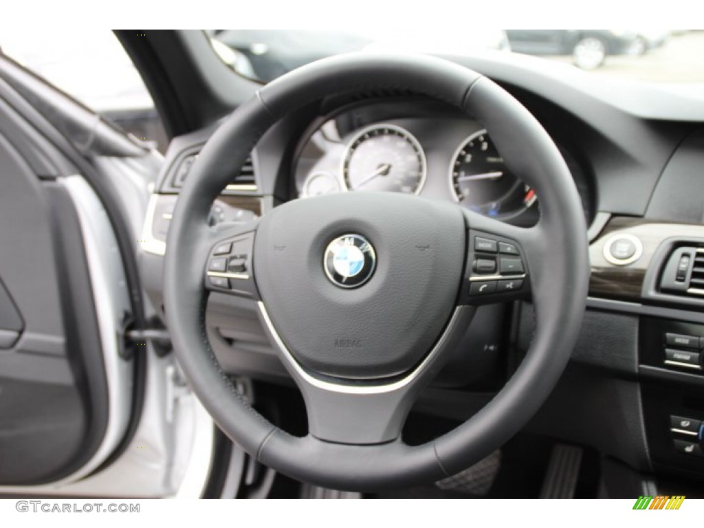 2013 BMW 5 Series ActiveHybrid 5 Black Steering Wheel Photo #86242595