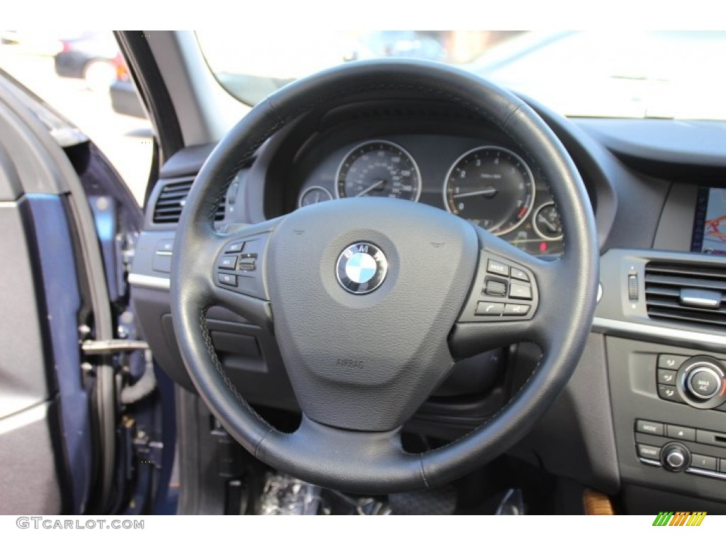 2013 BMW X3 xDrive 28i Black Steering Wheel Photo #86244557