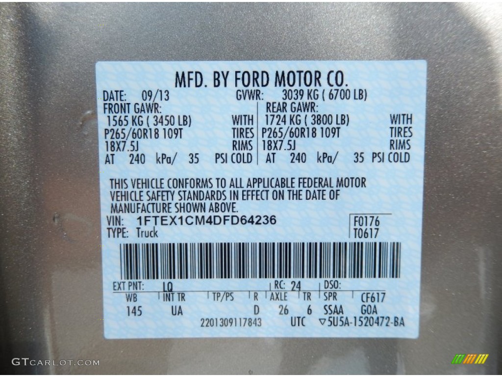 2013 F150 Color Code LQ for Pale Adobe Metallic Photo #86245010