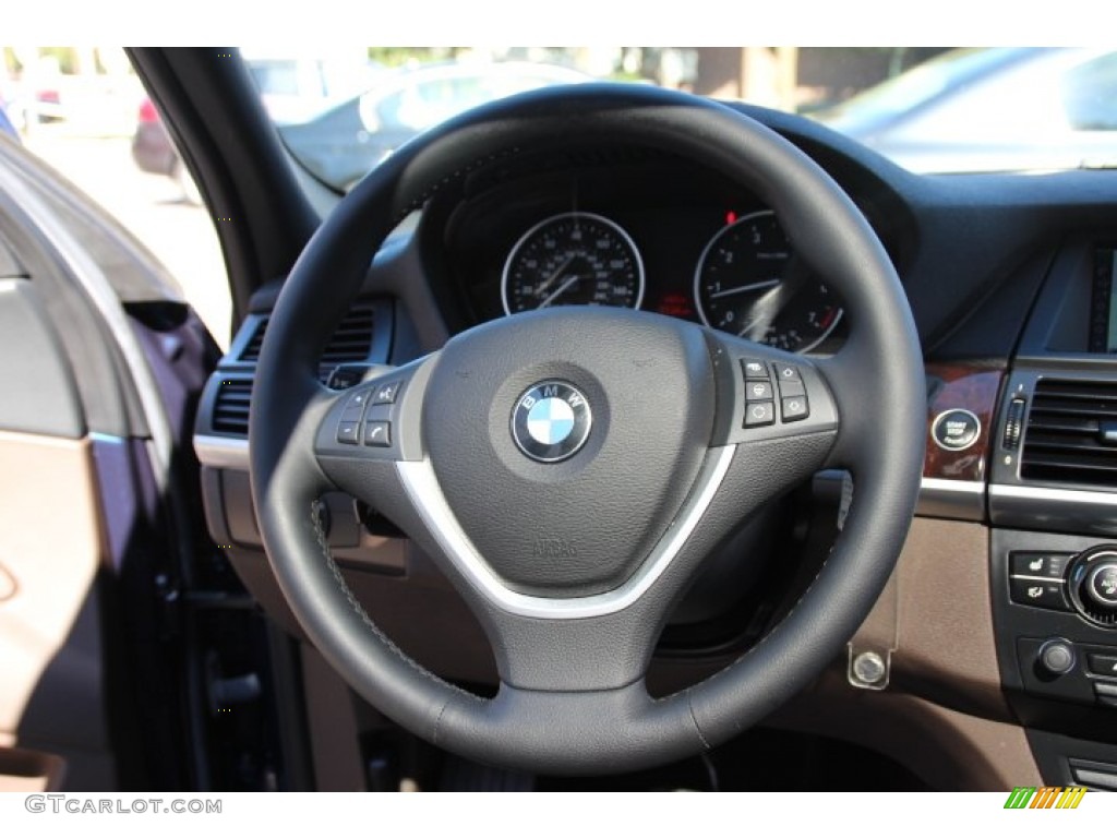 2011 BMW X5 xDrive 50i Tobacco Nevada Leather Steering Wheel Photo #86247491