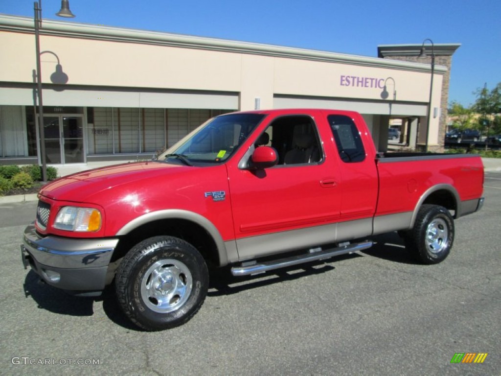 2003 F150 XLT SuperCab 4x4 - Bright Red / Medium Parchment Beige photo #1