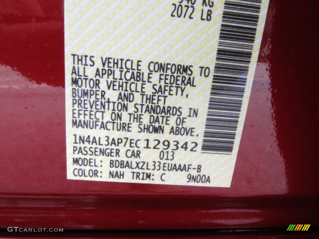 2014 Altima Color Code NAH for Cayenne Red Photo #86254946