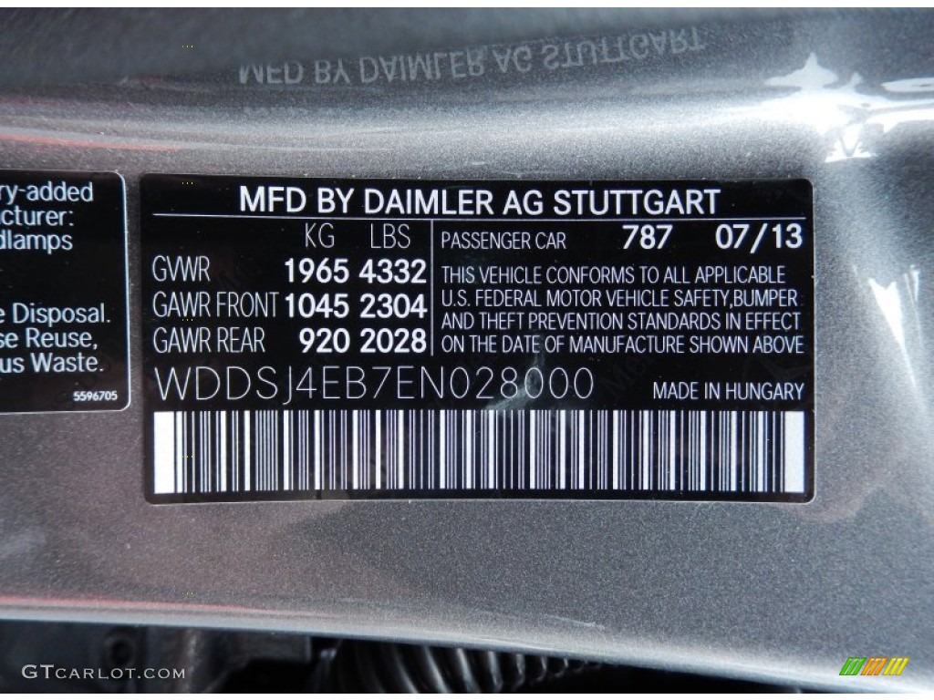 2014 CLA Color Code 787 for Mountain Gray Metallic Photo #86257511