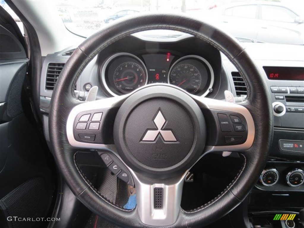2013 Mitsubishi Lancer RALLIART AWC Black Steering Wheel Photo #86261168