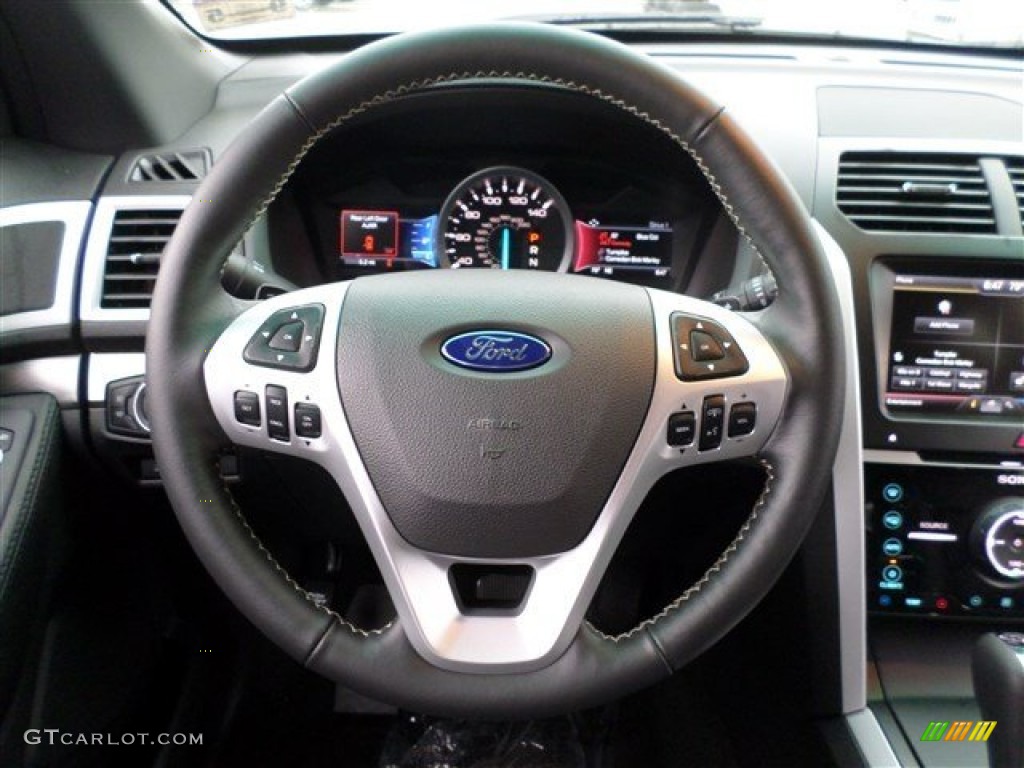 2014 Ford Explorer Sport 4WD Sport Charcoal Black Steering Wheel Photo #86270810