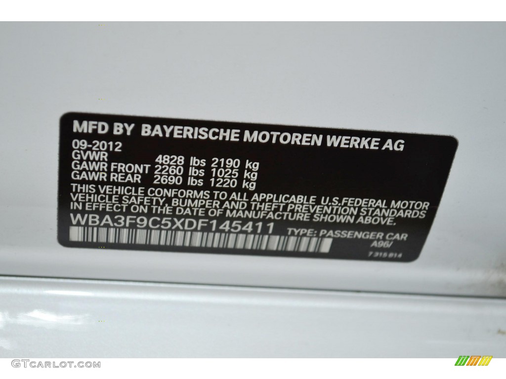 2013 3 Series Color Code A96 for Mineral White Metallic Photo #86279954