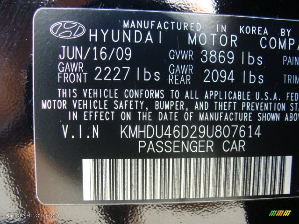 2009 Elantra SE Sedan - Black Pearl / Gray photo #30