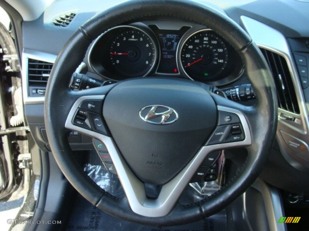 2012 Hyundai Veloster Standard Veloster Model Black/Red Steering Wheel Photo #86296587