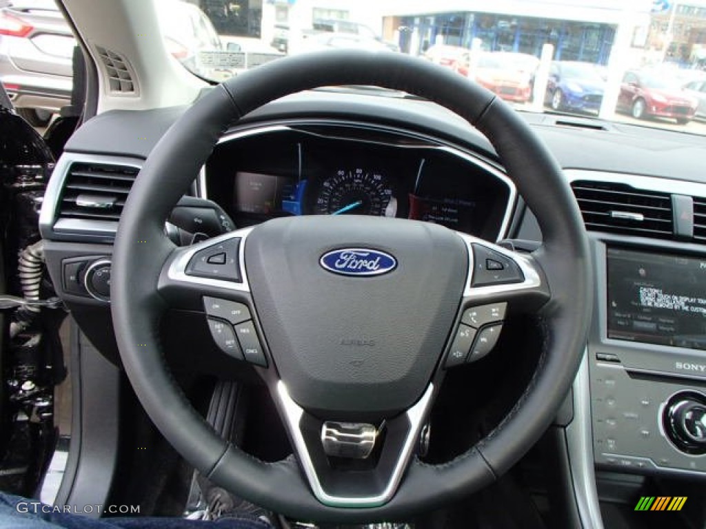 2014 Ford Fusion Titanium AWD Charcoal Black Steering Wheel Photo #86300502