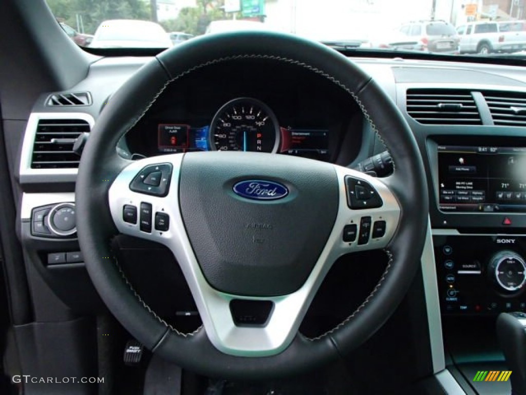2014 Ford Explorer Sport 4WD Sport Charcoal Black/Sienna Steering Wheel Photo #86300525