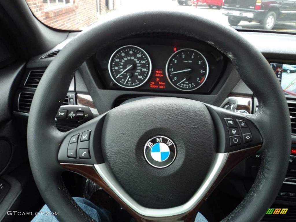2011 BMW X5 xDrive 50i Black Steering Wheel Photo #86301003
