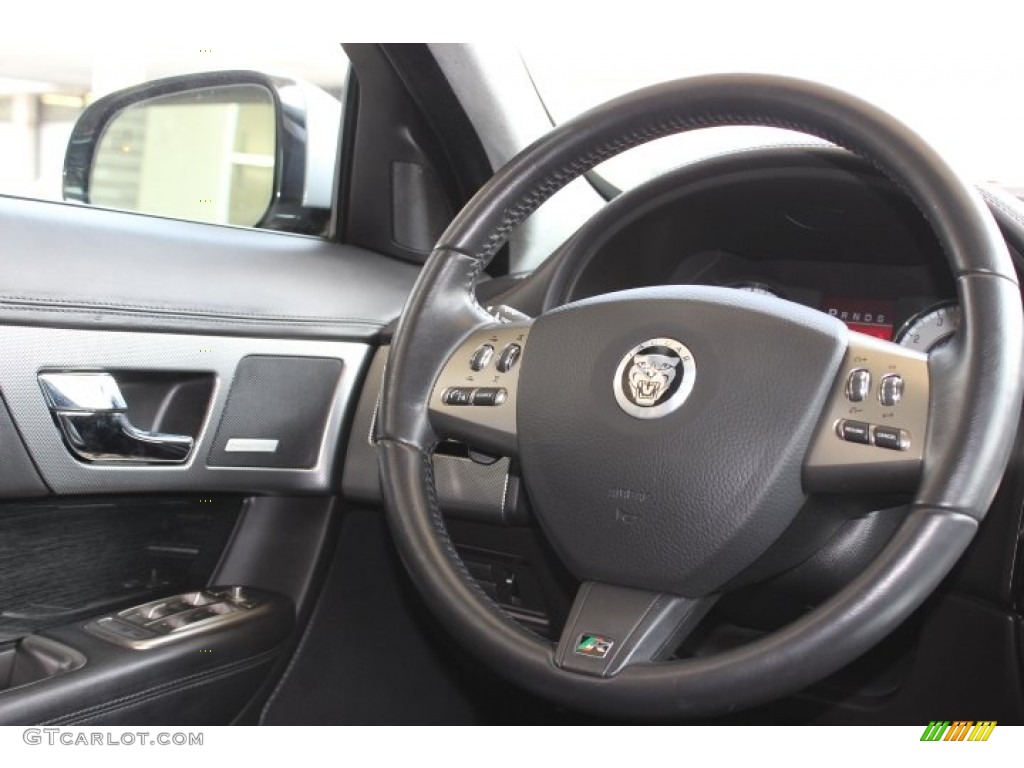 2010 Jaguar XF XFR Sport Sedan Warm Charcoal Steering Wheel Photo #86302974