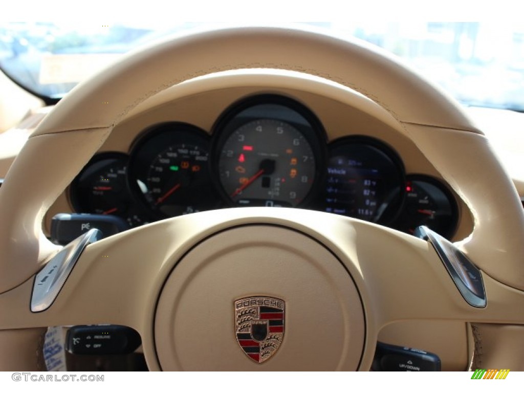 2014 Porsche 911 Carrera 4S Cabriolet Luxor Beige Steering Wheel Photo #86309025