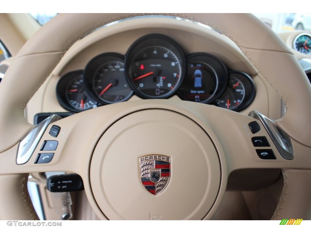 2014 Porsche Cayenne Standard Cayenne Model Luxor Beige Steering Wheel Photo #86309460