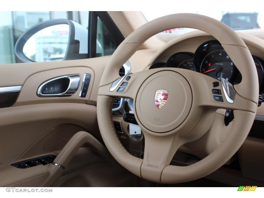 2014 Porsche Cayenne Standard Cayenne Model Luxor Beige Steering Wheel Photo #86309514