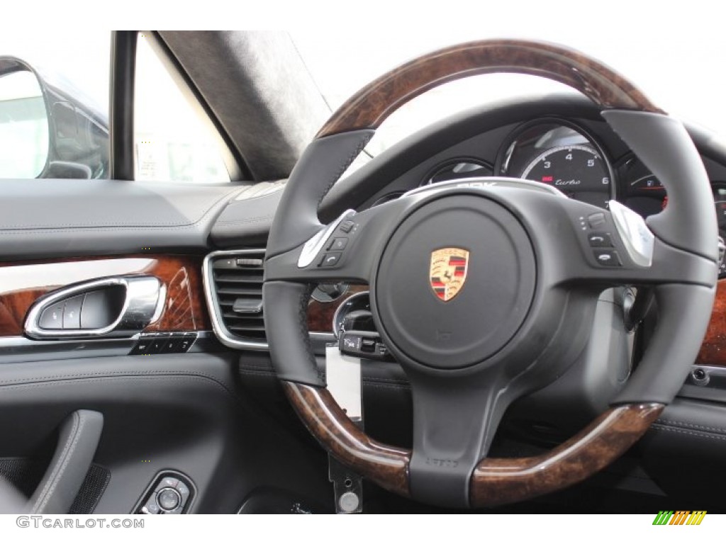 2014 Porsche Panamera Turbo Black Steering Wheel Photo #86309973
