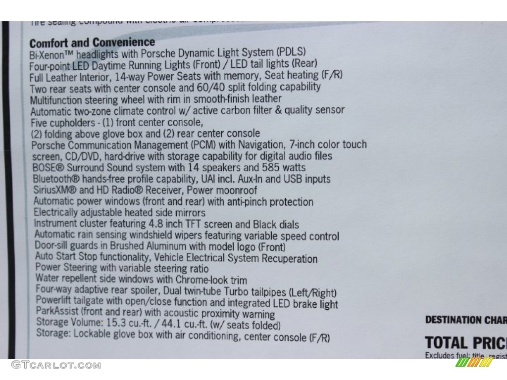 2014 Porsche Panamera Turbo Window Sticker Photo #86310060